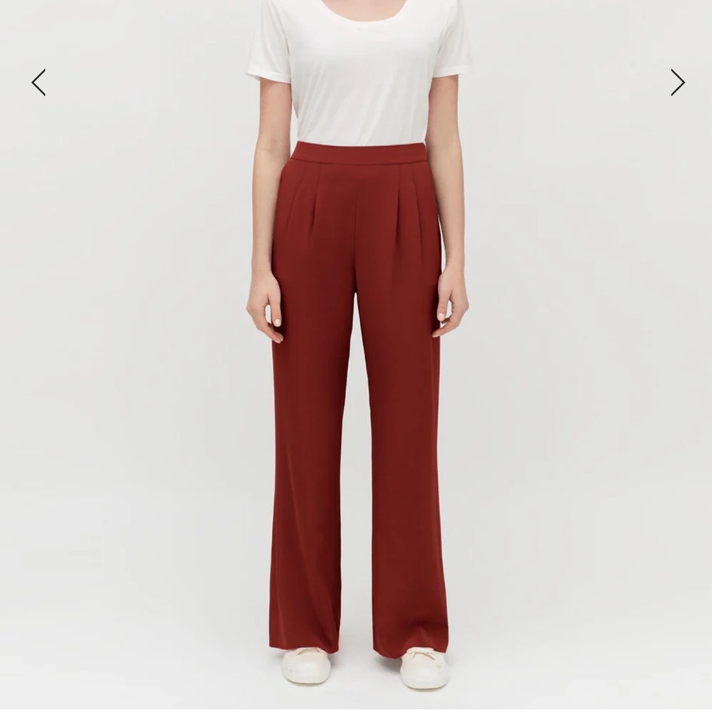 Cuyana Wide Leg Pants in Brick Red
